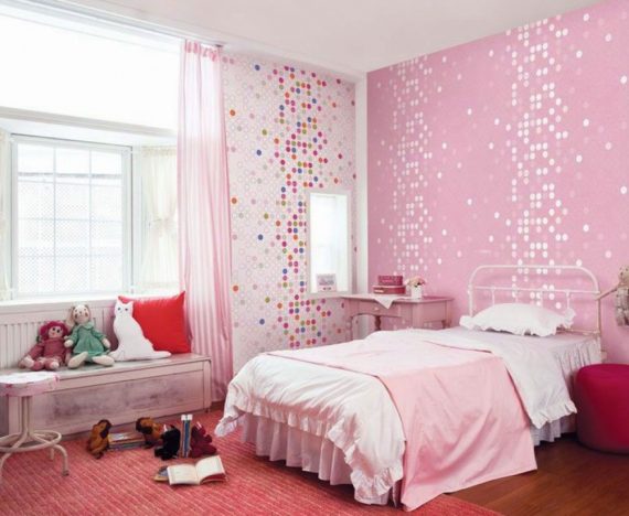 motif cat kamar unik warna pink