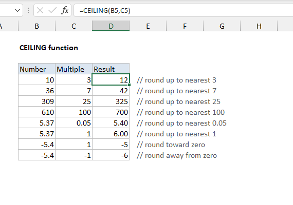 rumus excel CEILING