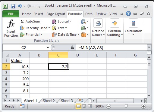 penggunaan rumus min pada excel digunakan untuk