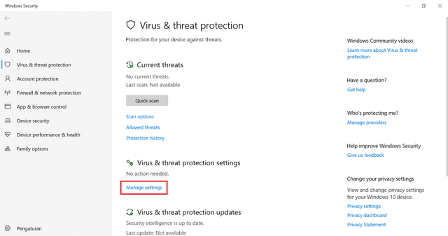 Cara mematikan windows defender