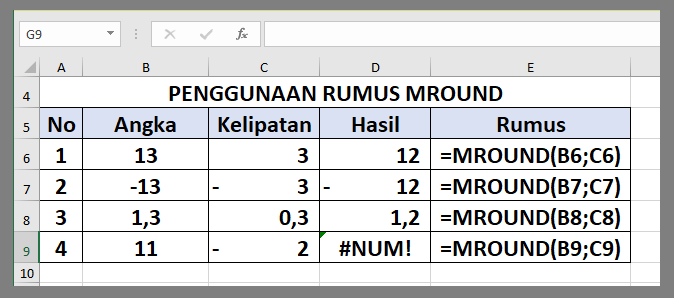 rumus pembulatan excel