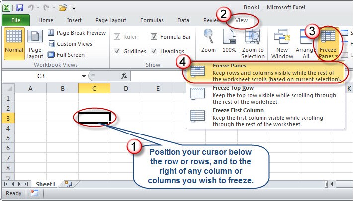 cara freeze excel