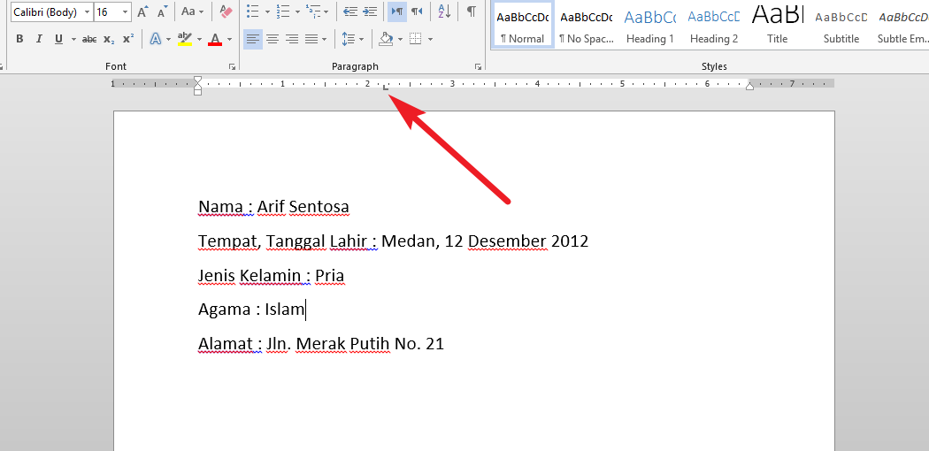 cara mensejajarkan titik dua di word