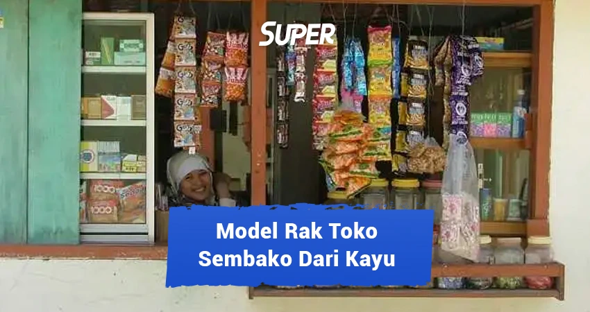 model rak toko kelontong dari kayu
