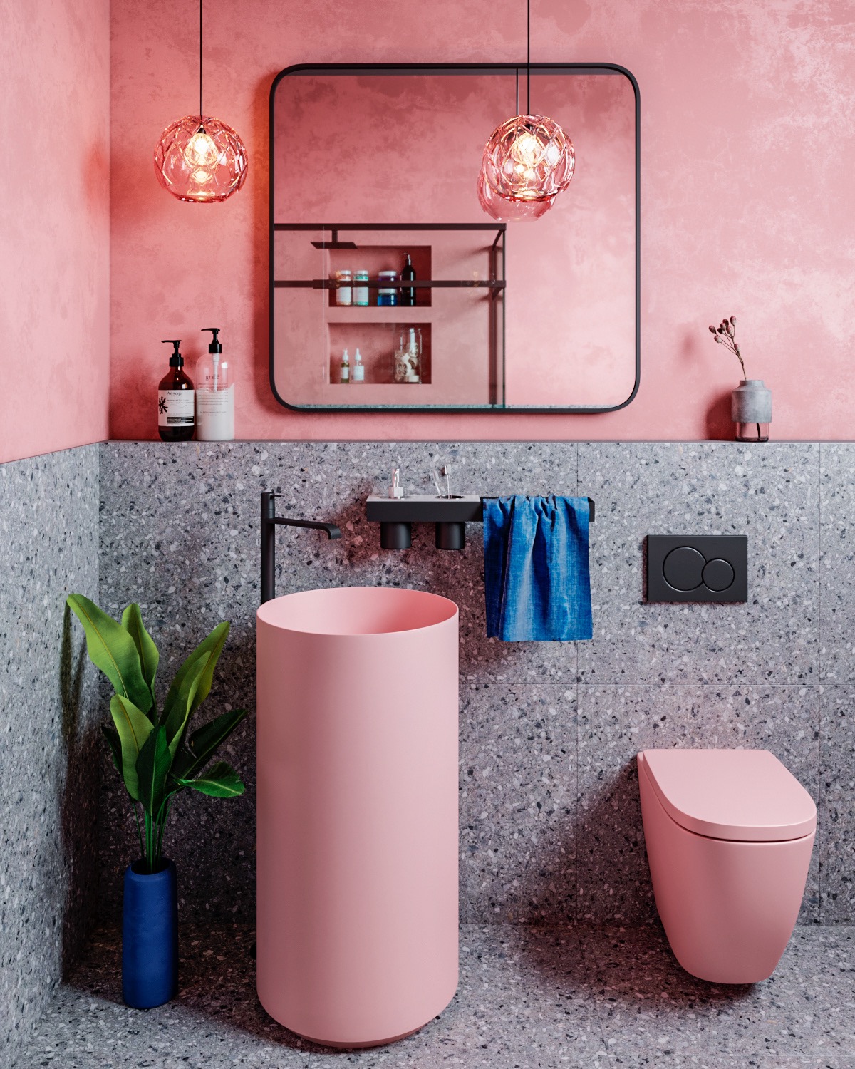 kamar mandi warna pink