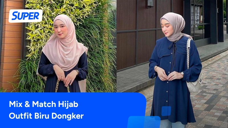 baju biru dongker cocok dengan jilbab