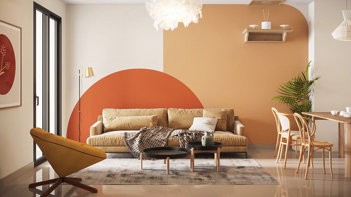 cat rumah warna orange kombinasi